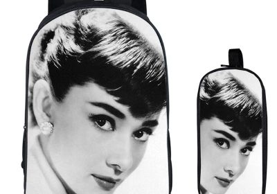 16Audrey Hepburn Backpack School Bag+pencil case