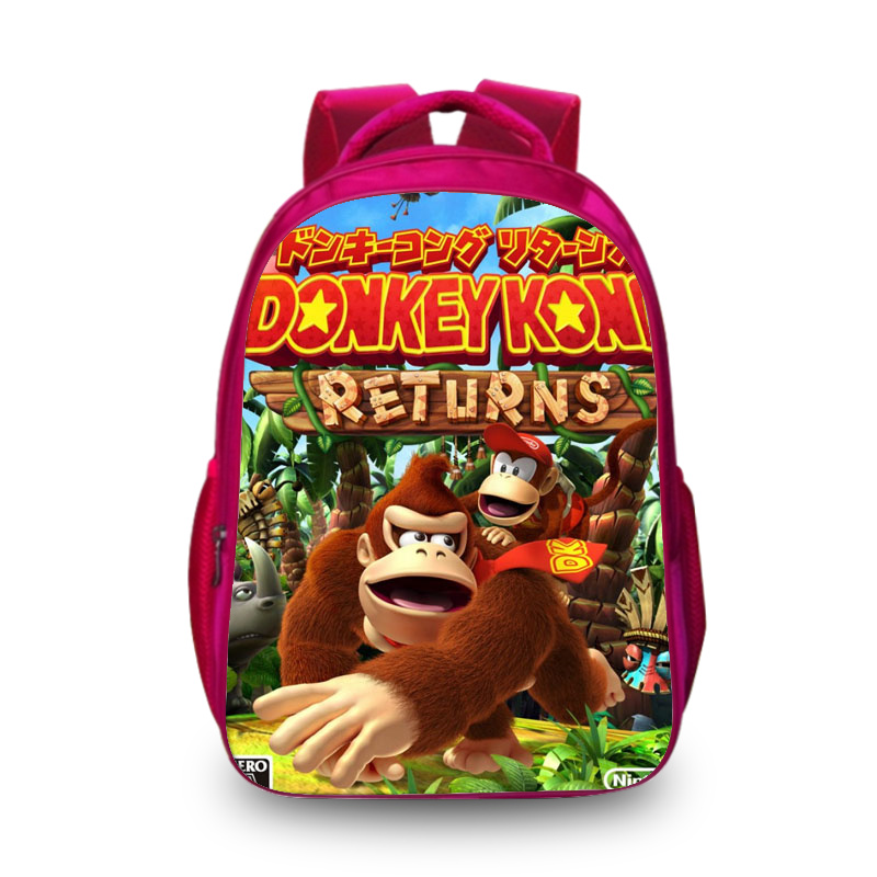 16″Donkey Kong Backpack School Bag Red 