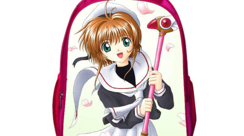 16"Sakura Cartoon Backpack School Bag Red