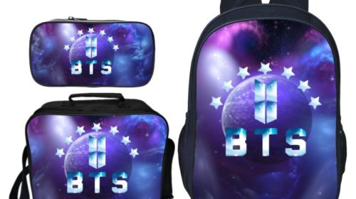 16″BTS Backpack School Bag+Lunch Bag+Pencil Bag