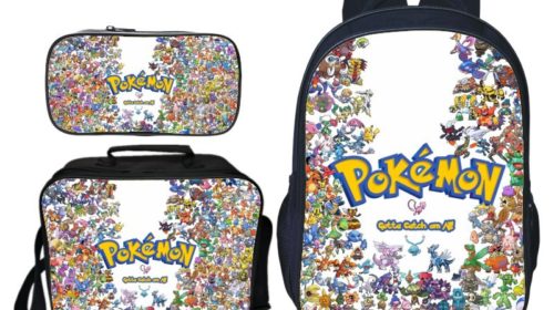 16″Pokemon Backpack School Bag+Lunch Bag+Pencil Bag