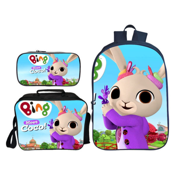 16 Bing Bunny Backpack School Bag Lunch Bag Pencil Bag Baganime - white bunny backpack roblox