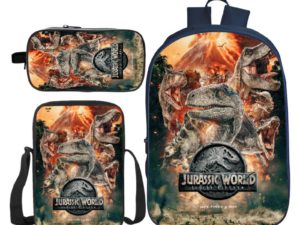 16″ Jurassic World Backpack School Bag+Shoulder Bag+Pencil Bag