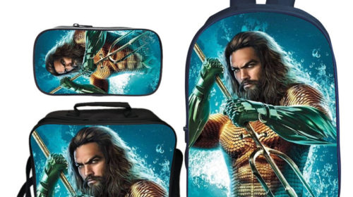 16″Aquaman Backpack School Bag+Lunch Bag+Pencil Bag