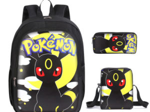 16″Pokemon Eevee Backpack School Bag+Messenger Bag+Pencil Bag