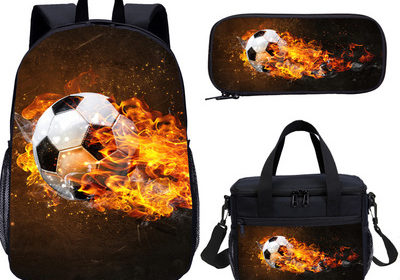 18″Football Backpack School Bag+Lunch Bag+Pencil Bag