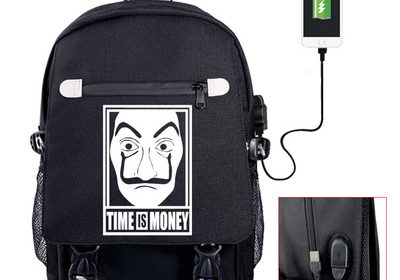 18‘’La casa de papel Canvas USB Backpack