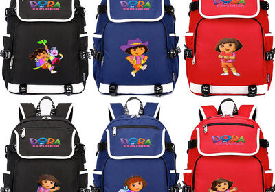 18“Dora The Explorer USB Backpack School Bag Black Red Blue