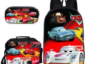 16″Cars Backpack School Bag+Lunch Bag+Pencil Bag