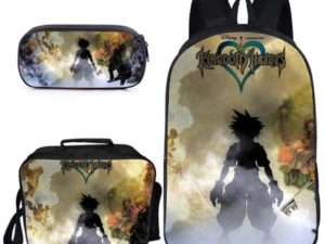 16″Kingdom Hearts Backpack School Bag+Lunch Bag+Pencil Bag