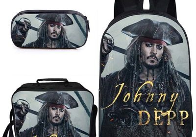 16″Pirates of the Caribbean Backpack School Bag+Lunch Bag+Pencil Bag