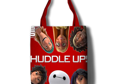Big Hero 6 Canvas Grocery Bag Shopping Bag Reusable Large Shopping Canvas Bags Natural White Cloth Shoulder Bags Canvas Tote Bag Perfect for Crafting Decorating