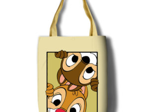 Chip 'n' Dale Canvas Grocery Bag Shopping Bag Reusable Large Shopping Canvas Bags Natural White Cloth Shoulder Bags Canvas Tote Bag Perfect for Crafting Decorating