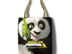 Kung Fu Panda Canvas Grocery Bag Shopping Bag Reusable Large Shopping Canvas Bags Natural White Cloth Shoulder Bags Canvas Tote Bag Perfect for Crafting Decorating