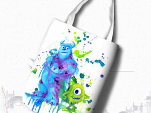 Monsters University Canvas Grocery Bag Shopping Bag Reusable Large Shopping Canvas Bags Natural White Cloth Shoulder Bags Canvas Tote Bag Perfect for Crafting Decorating
