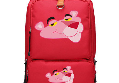 Pink Panther Canvas Backpack Shoulder School Bag