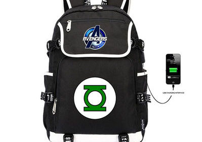18“Superhero USB Backpack School Bag Black