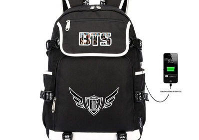 18“BTS USB Backpack School Bag Black