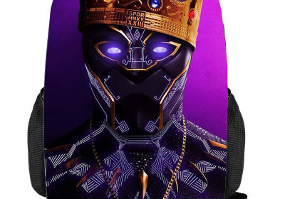 18‘’Chadwick Boseman Black Panther Backpack Creative Waterproof Change Bag