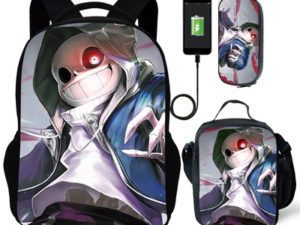 18″Undertale Backpack School Bag+Lunch Bag+Pencil Bag