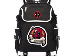 18“Deadpool Backpack School Bag Black Blue