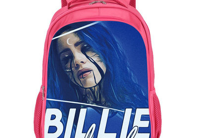 Billie Eilish double-layer backpack personalized school bag Pink