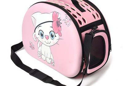 Cartoon pet bag single shoulder diagonal portable breathable bag foldable out and convenient cage