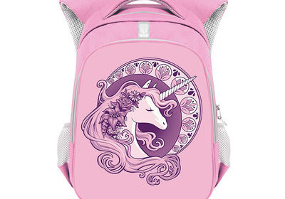 Unicorn double-layer backpack personalized school bag Pink