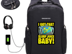 18 Inch Fortnite USB Backpack School Bag Combination Lock Black