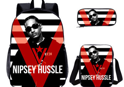 18 Inch Nipsey Hussle Backpack School Bag+Messenger Bag+Pencil Bag