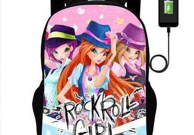 18 Inch Winx Club Backpack School Bag Black