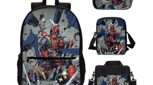 18 Inch Deadpool Backpack School Bag+Lunch Bag+Messenger Bag+Pencil Bag