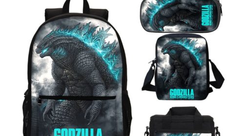 18 Inch Godzilla vs Kong Backpack School Bag+Lunch Bag+Messenger Bag+Pencil Bag