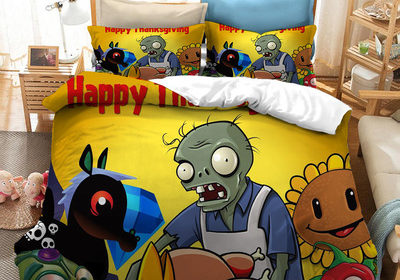 Plants vs Zombies Comfortable Bedding Three-Piece Soft and Breathable Duvet Cover