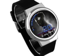 Spider-Man No Way Home Waterproof LED Touch Screen Watch Black Strap Silver Dial
