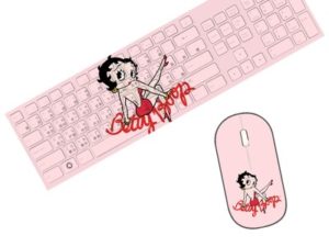 Betty Boop Ultra-Slim Compact USB Wired Wireless Keyboard+Mouse for Mac and PC