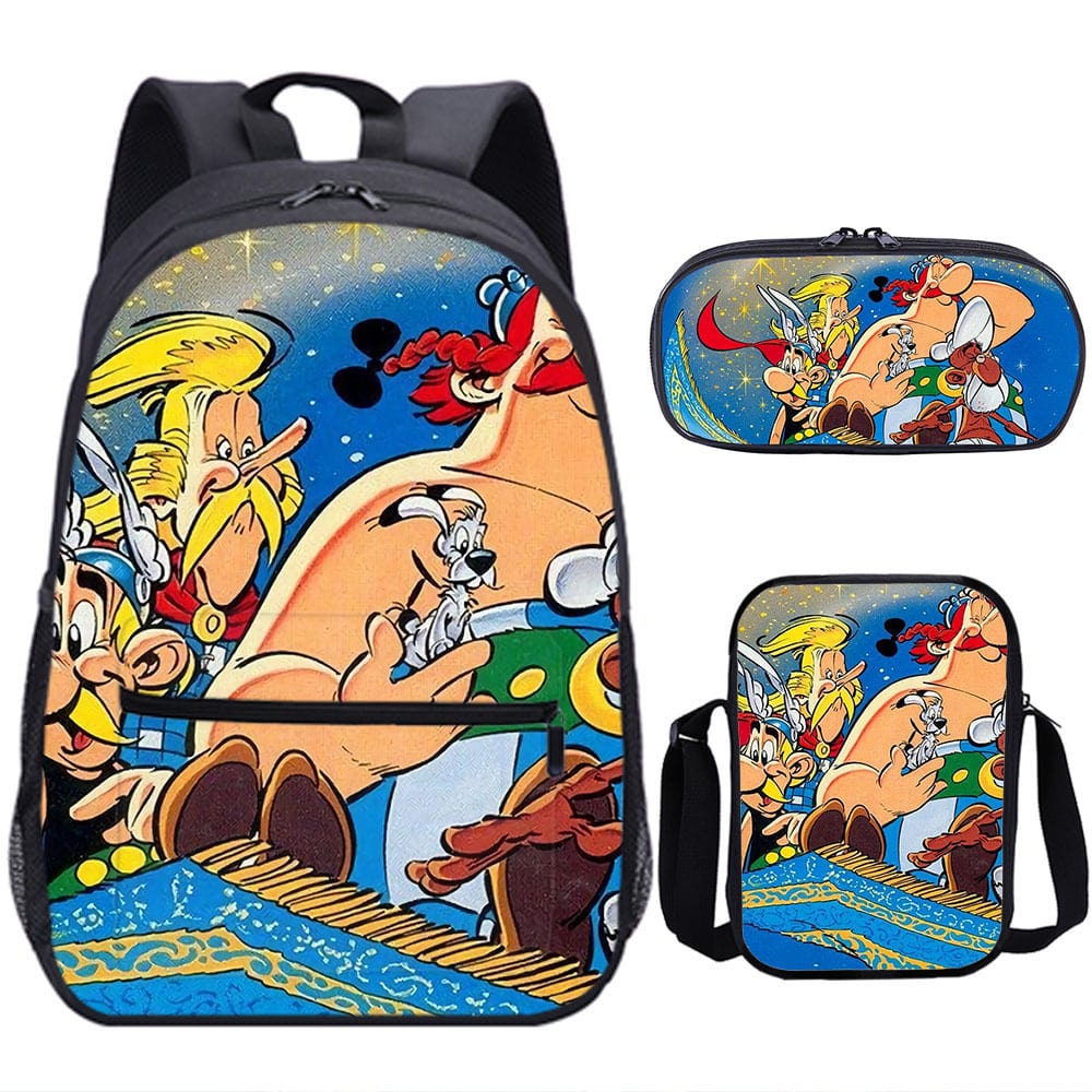 18 Inch Astérix le Gaulois Backpack School Bag+Messenger Bag+Pencil Bag ...