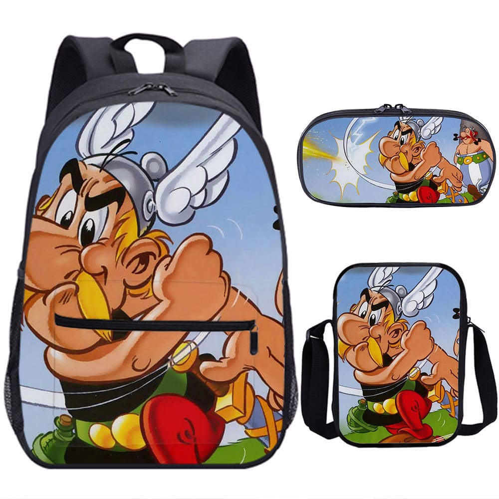 18 Inch Astérix le Gaulois Backpack School Bag+Messenger Bag+Pencil Bag ...