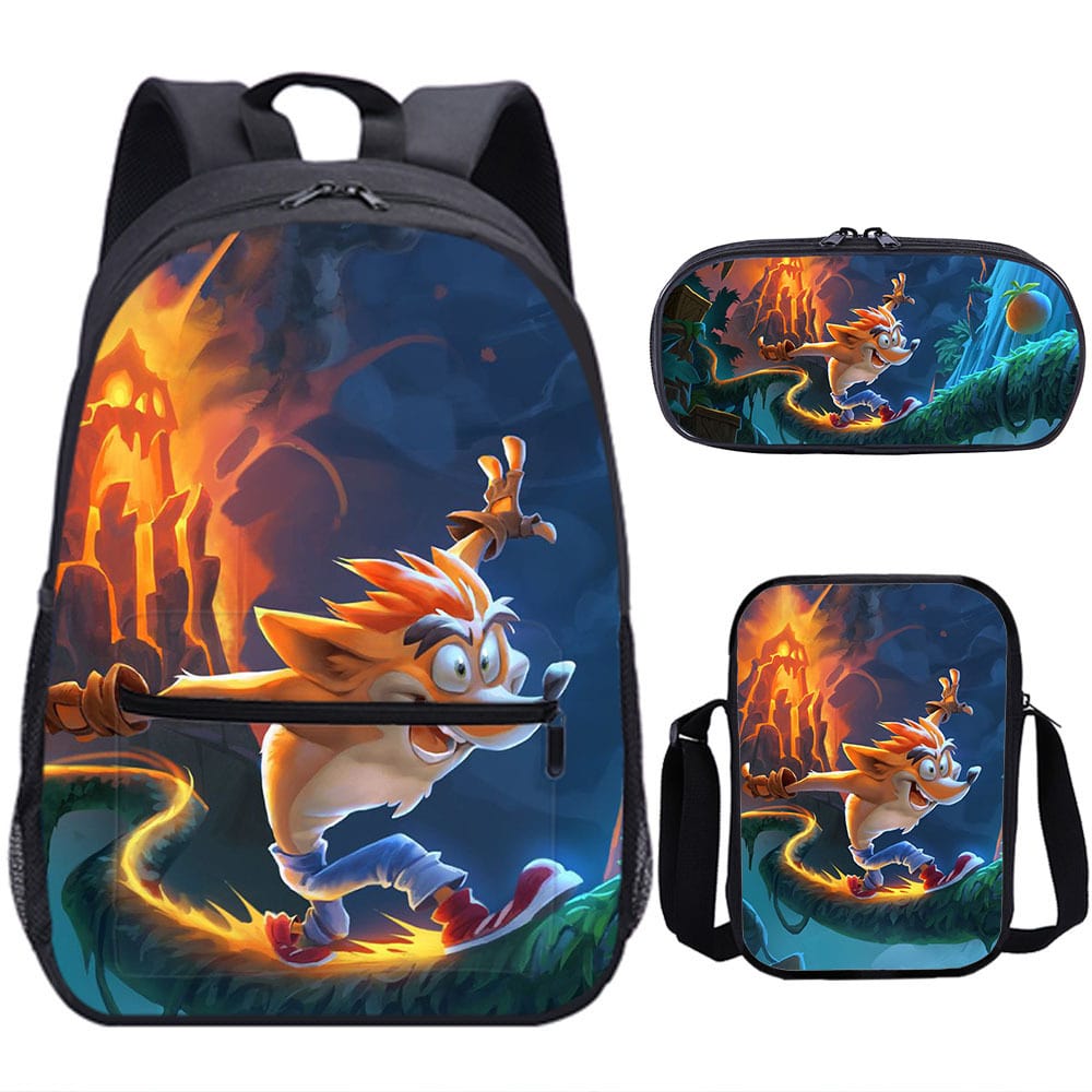 18 Inch Crash Bandicoot Backpack School Bag+Messenger Bag+Pencil Bag ...