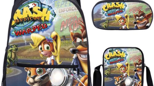 18 Inch Crash Bandicoot Backpack School Bag+Messenger Bag+Pencil Bag