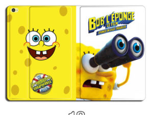 SpongeBob SquarePants double sided Ipad Leather Case Advanced Pu Leather Protective Cover Automatic Wake Up and Sleep Magnetic Closure Multiple Angle Bracket