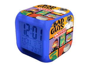 The Bad Guys Alarm Clock Led Light 7 Color Change Electronic Desk Watch Square Table