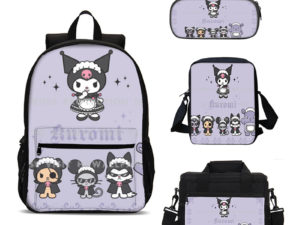 18 Inch Kuromi Backpack School Bag+Lunch Bag+Messenger Bag+Pencil Bag