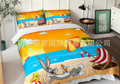 Bugs Bunny Comfortable Bedding Three-Piece Soft and Breathable Duvet Cover