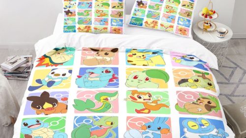 Pokemon Comfortable Bedding Three-Piece Soft and Breathable Duvet Cover