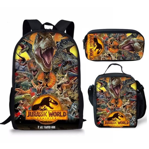 18 Inch Jurassic World Dominion Backpack School Bag+Lunch Bag+Pencil ...