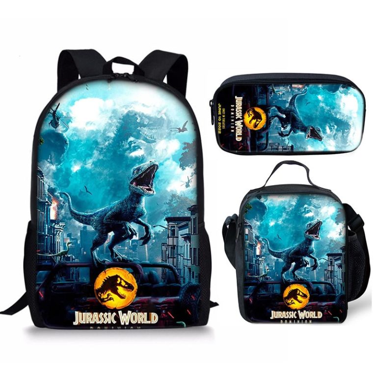 18 Inch Jurassic World Dominion Backpack School Bag+Lunch Bag+Pencil ...