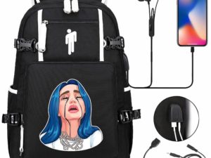 Billie Eilish USB headset youth student schoolbag men and women travel backpack