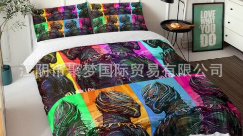 Black Panther Comfortable Bedding Three-Piece Soft and Breathable Duvet Cover Gift