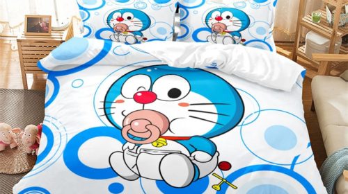 Doraemon Comfortable Bedding Three-Piece Soft and Breathable Duvet Cover